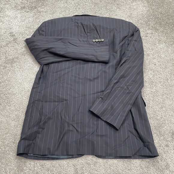 Boss Hugo Boss Super 120 Wool Blazer Suit Jacket Mens 38R Navy Blue Striped Work - Picture 2 of 13